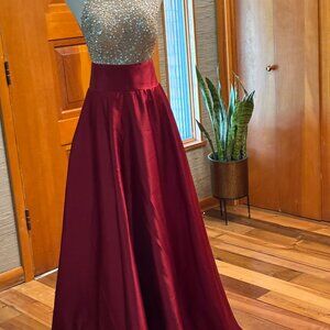 Maroon & Gold Evening Gown Size 4